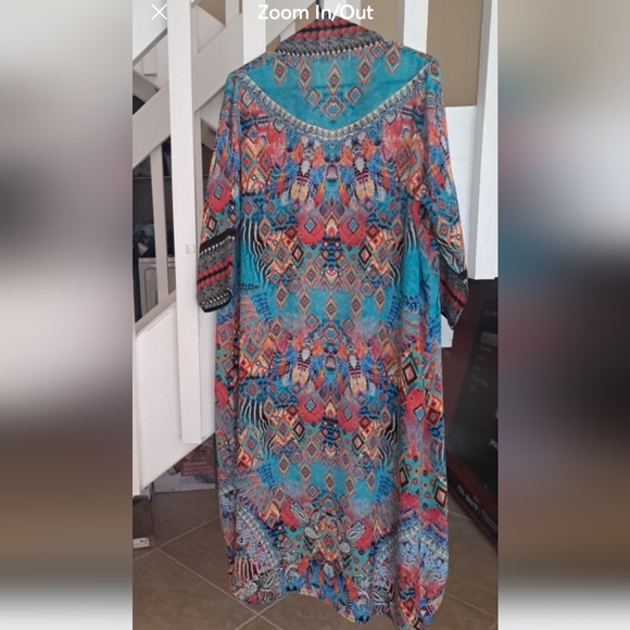 True Colors Stunning Colors Silk and beads Maxi Duster One,Sz M - Picture 5 of 6
